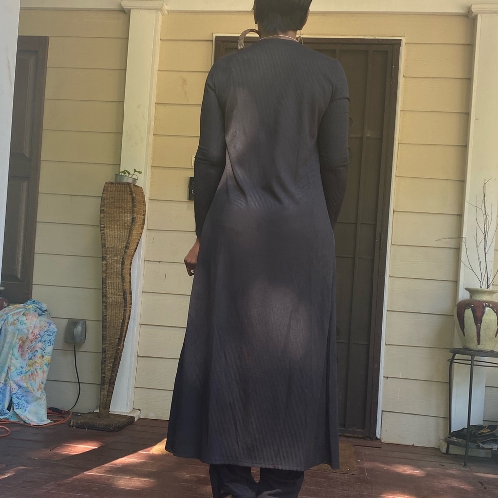 Black Ribbed Kimono Shrug Coverup Jacket Wrap - Picture 3 of 6